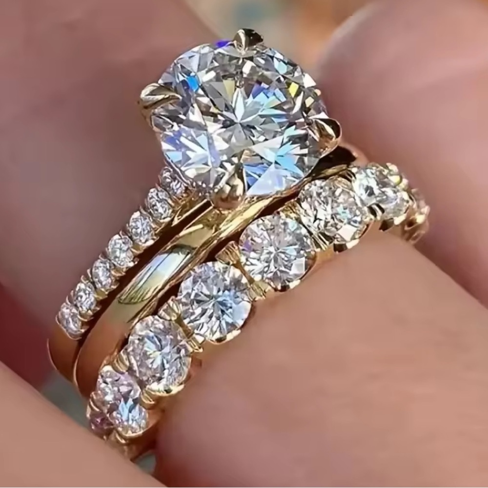 *NEW* 14k 3pc Elegant Gold Wedding Ring Set